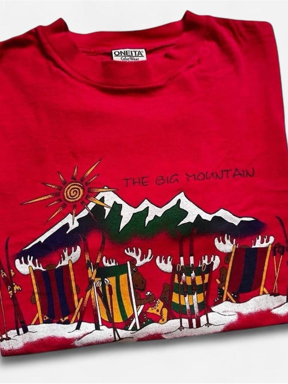 Vintage 1990s Red 'The Big Mountain' Graphic Tee L - Picture 1 of 6